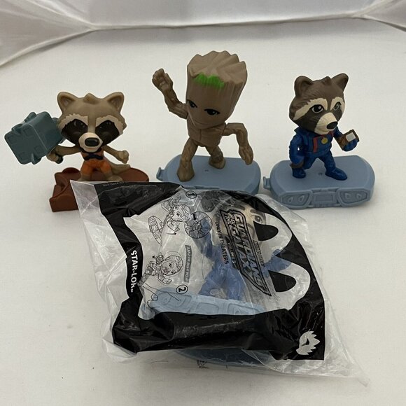 4 McDonalds Marvel Guardians Of The Galaxy 3 Thor Love And Thunder Rocket Groot - Picture 1 of 14